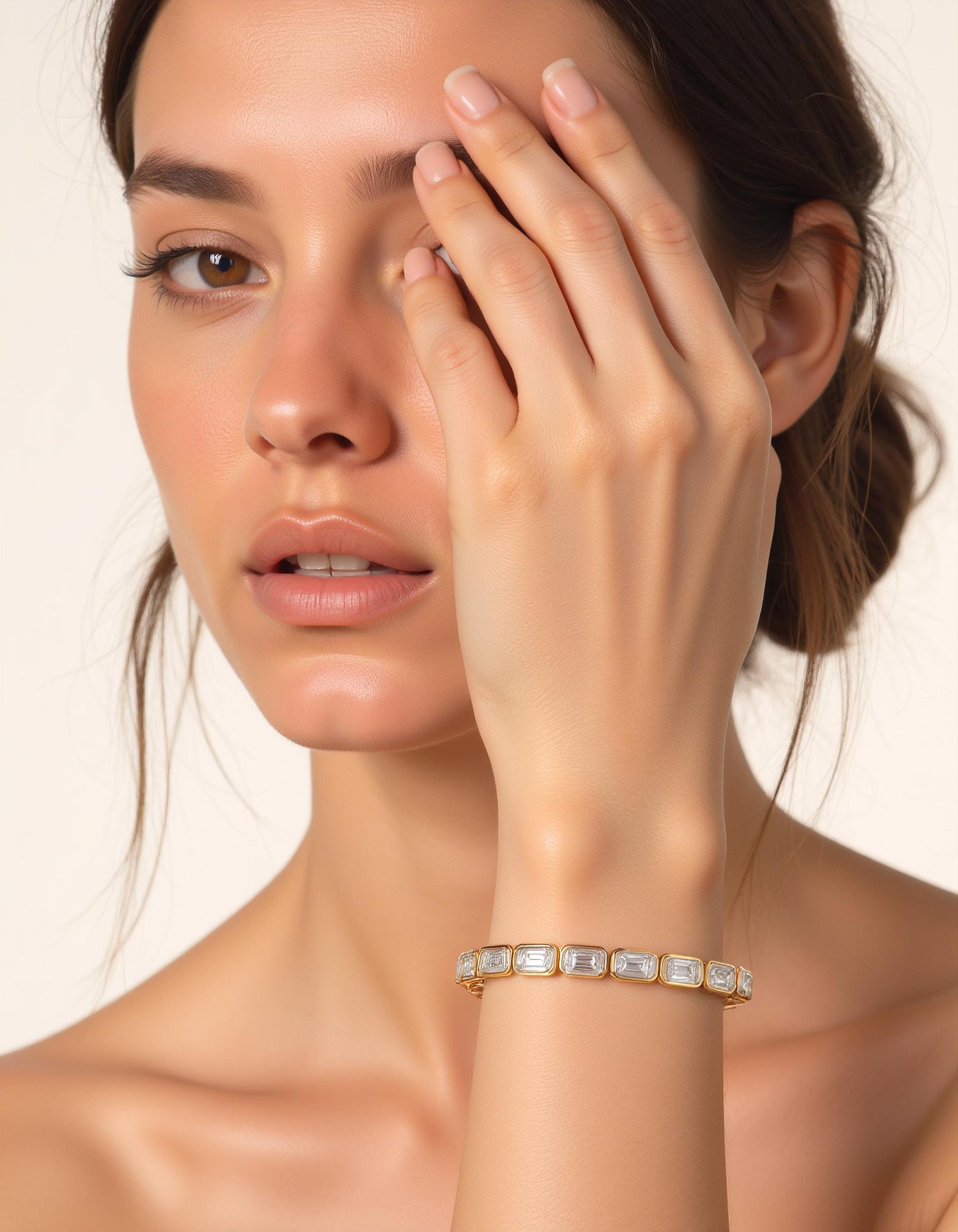 &quot;Ona&quot; Horizontally set Emerald cut Bezel Set Tennis Bracelet