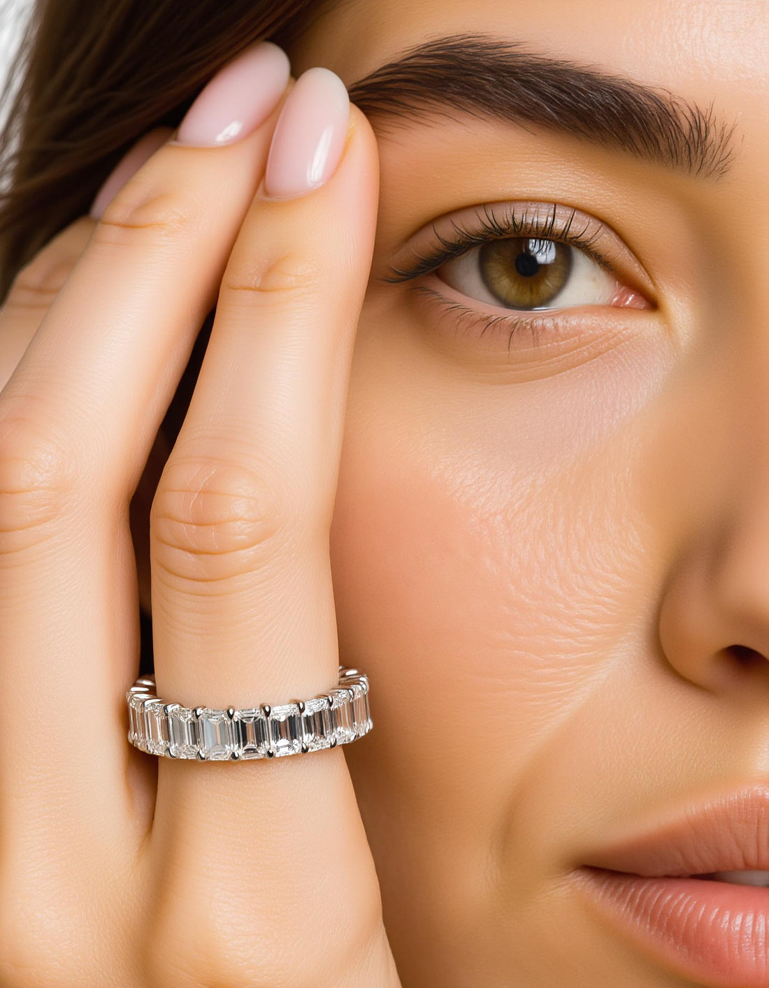 &quot;Fiorentina&quot; Emerald cut Prong Set Classic basket Eternity Band
