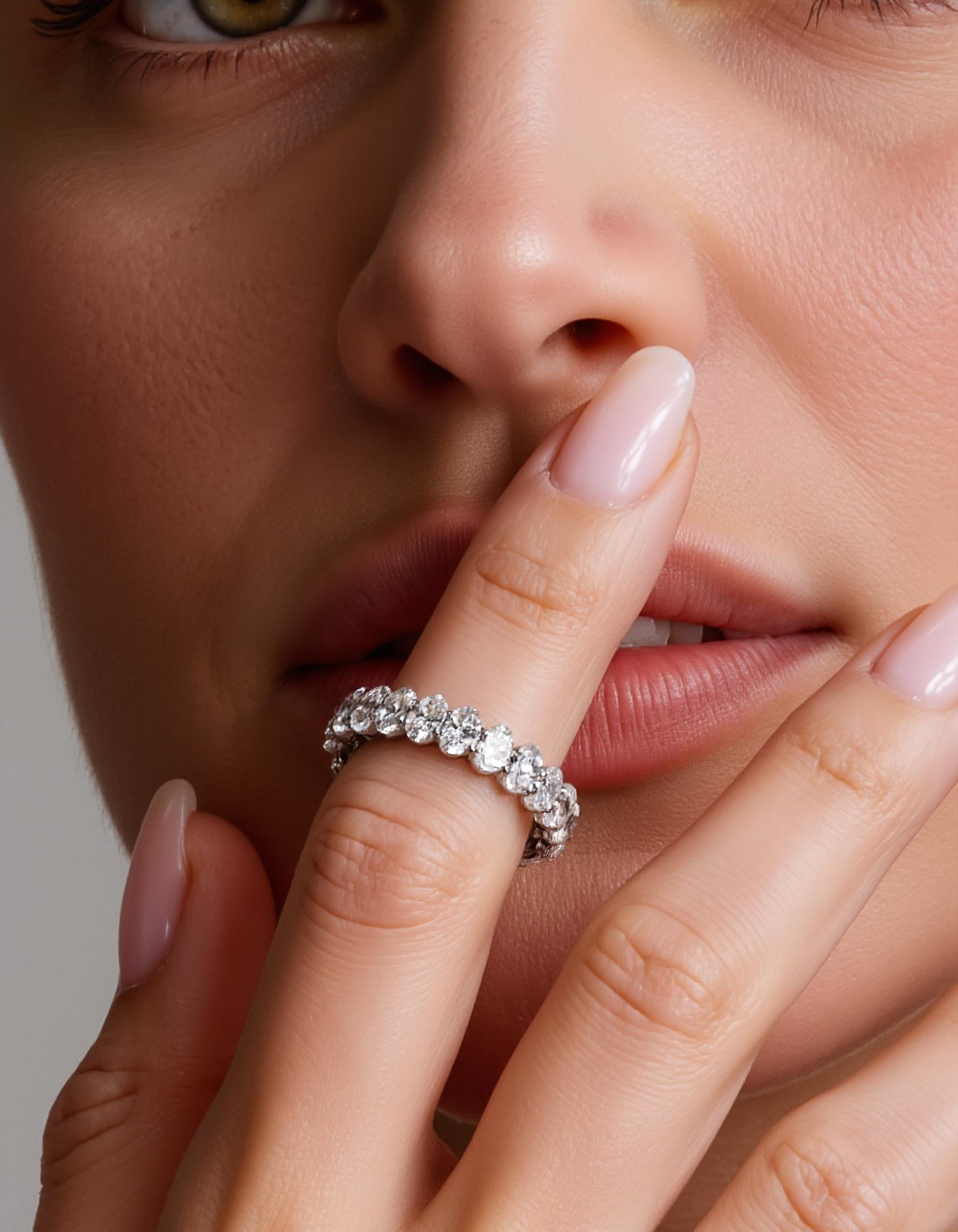 &quot;Luna&quot; Classic Basket Oval cut Prong set Eternity Band