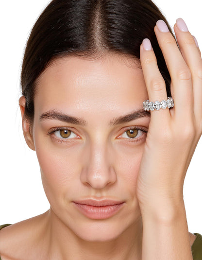 &quot;Luna&quot; Classic Basket Oval cut Prong set Eternity Band