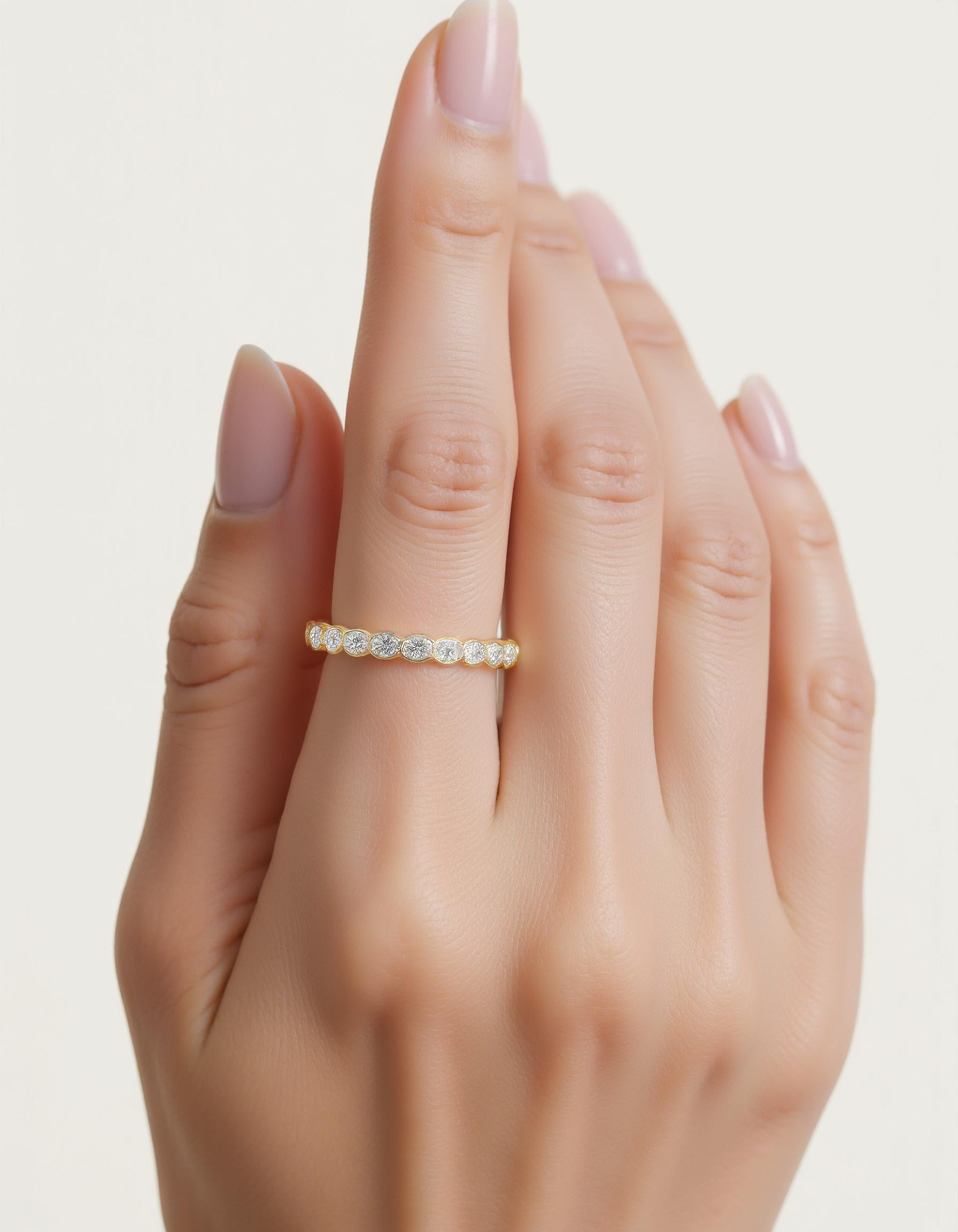 &quot;Odessa&quot; Horizontally Set Oval cut Bezel set Eternity Band