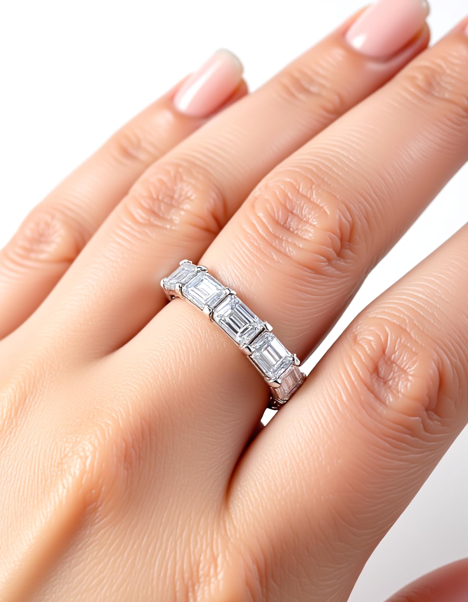 &quot;Nova&quot; Horizontally Set Emerald cut Prong set Eternity Band (0.50ct Each)