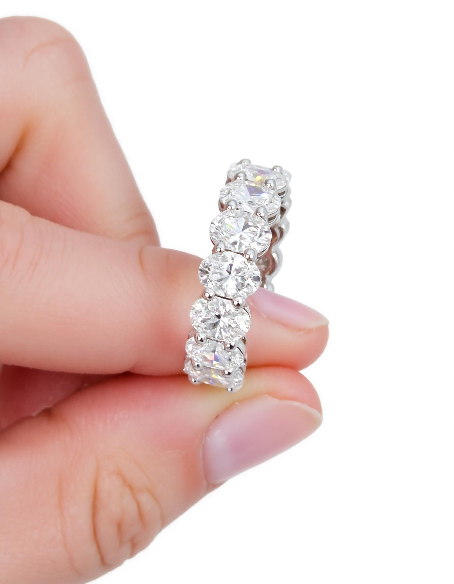 &quot;Luna&quot; Classic Basket Oval cut Prong set Eternity Band