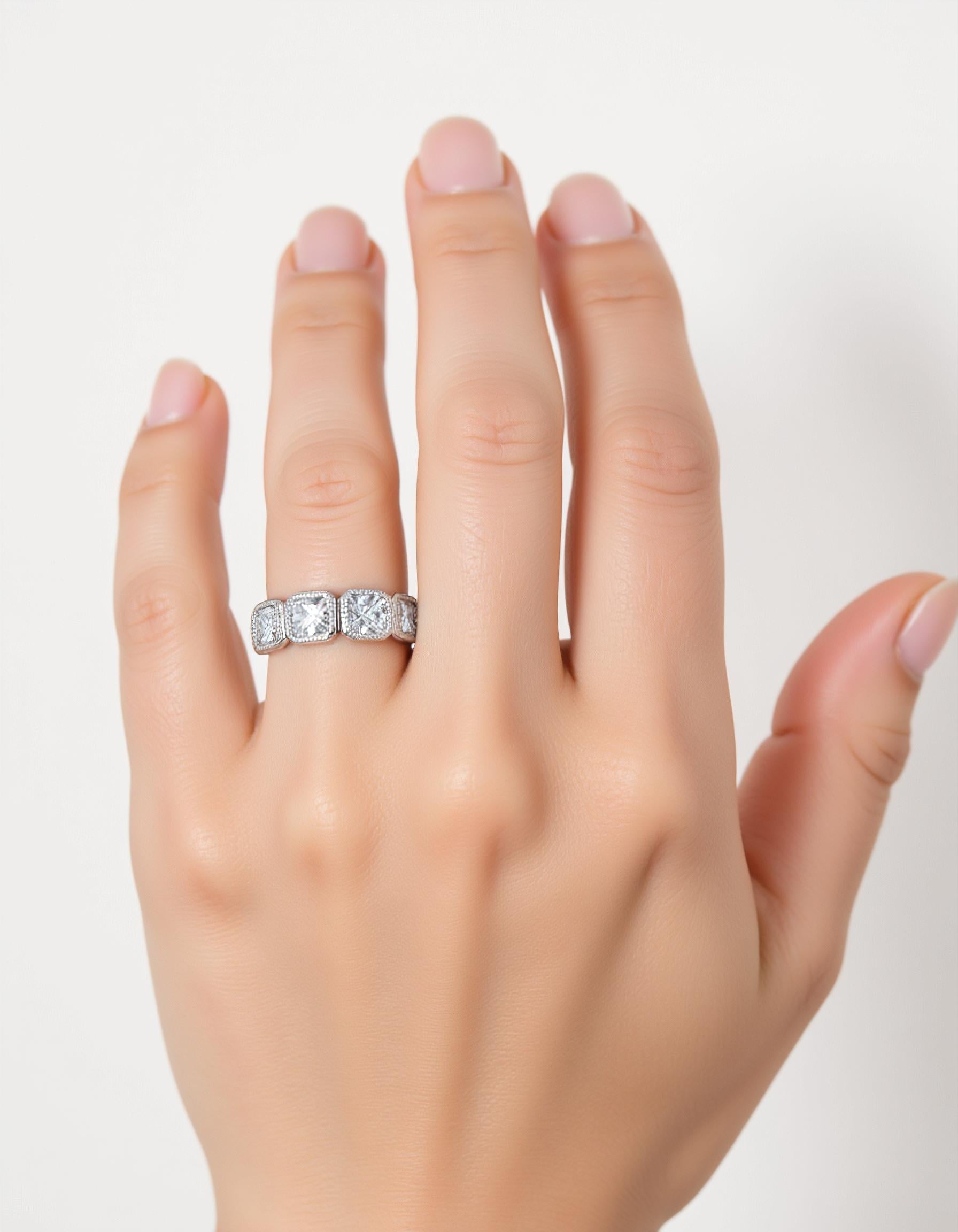 &quot;Petal&quot; French Cut Asscher cut Bezel Set Eternity Band