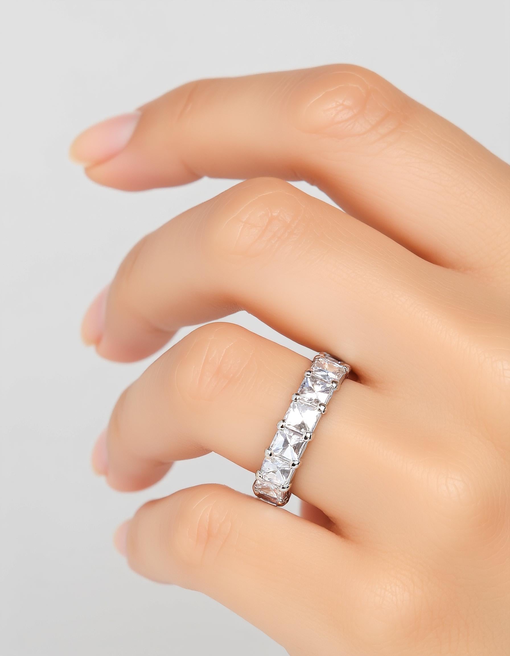 &quot;Lexa&quot; Pixel Cut Prong Set Eternity Band