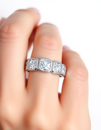 &quot;Petal&quot; French Cut Asscher cut Bezel Set Eternity Band