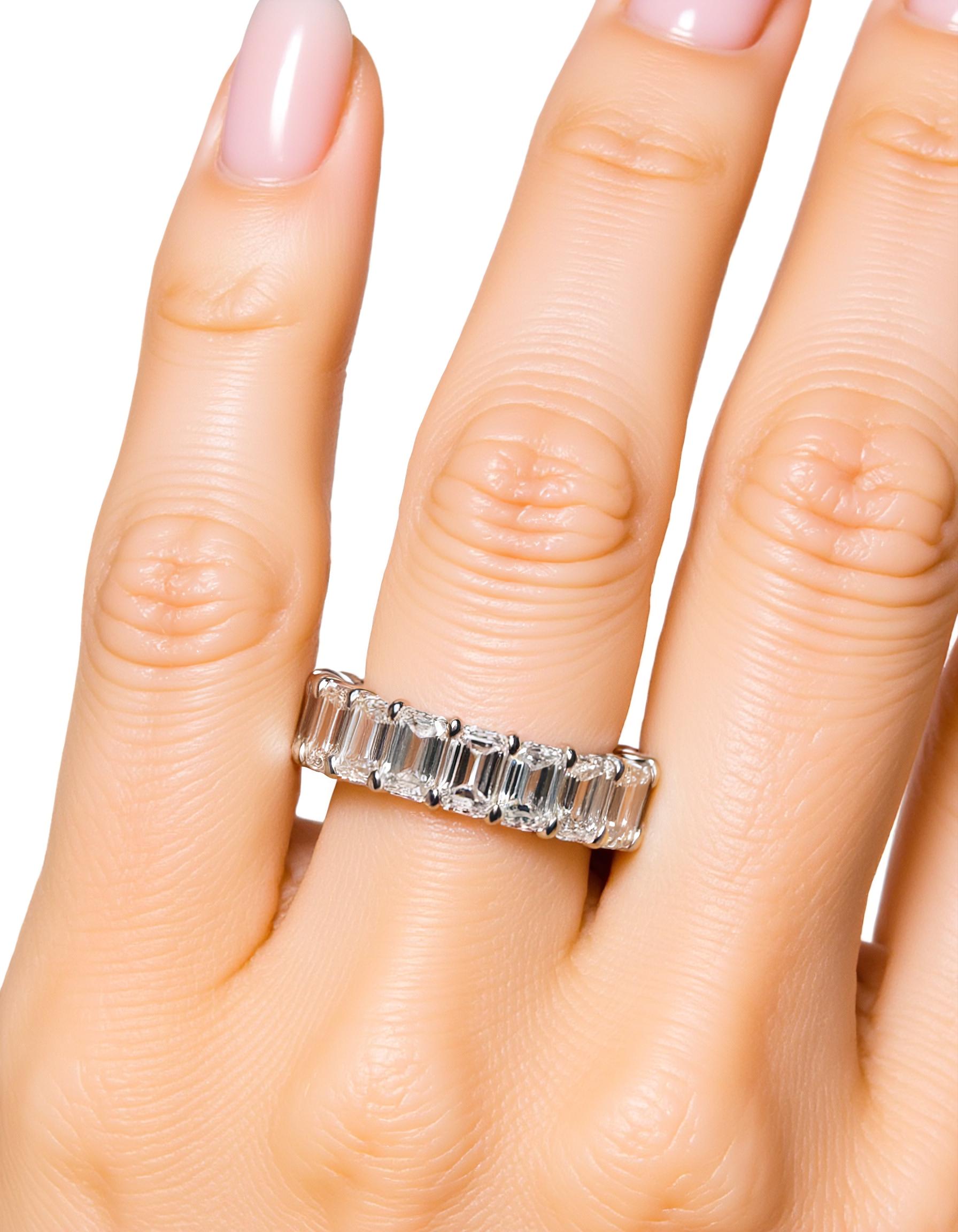 &quot;Fiorentina&quot; Emerald cut Prong Set Classic basket Eternity Band