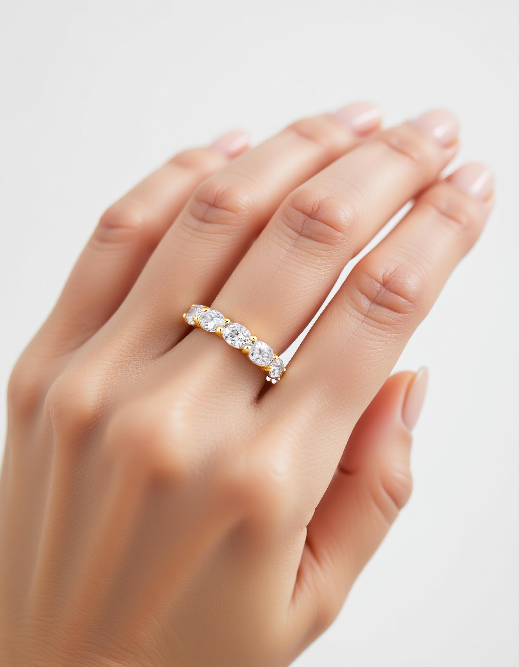 &quot;Sia&quot; Horizontally set Oval cut Prong set Eternity Band