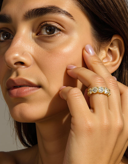 &quot;Lumen&quot; Round Brilliant Cut &quot;U&quot; Shape Basket Eternity Band