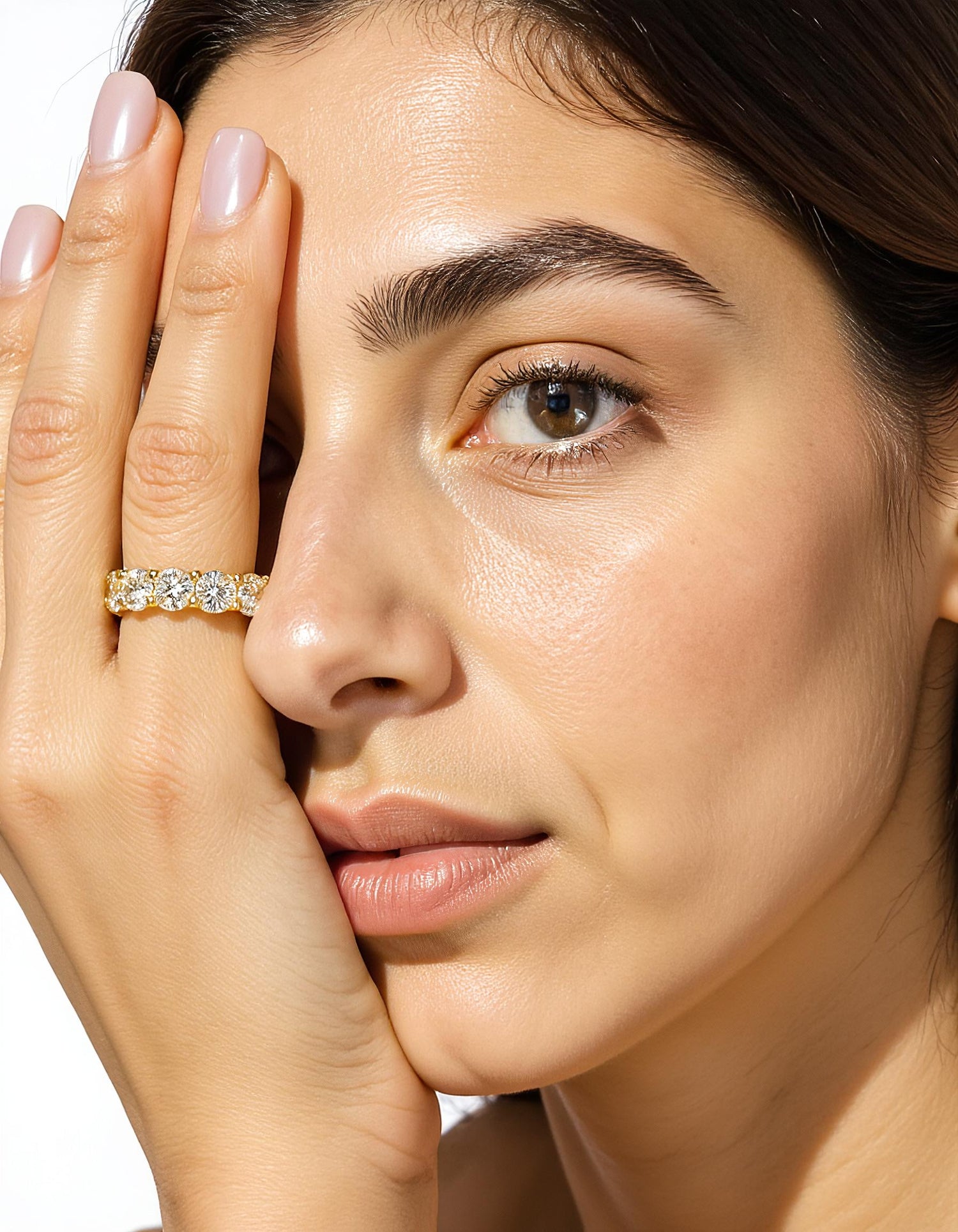 &quot;Lumen&quot; Round Brilliant Cut &quot;U&quot; Shape Basket Eternity Band