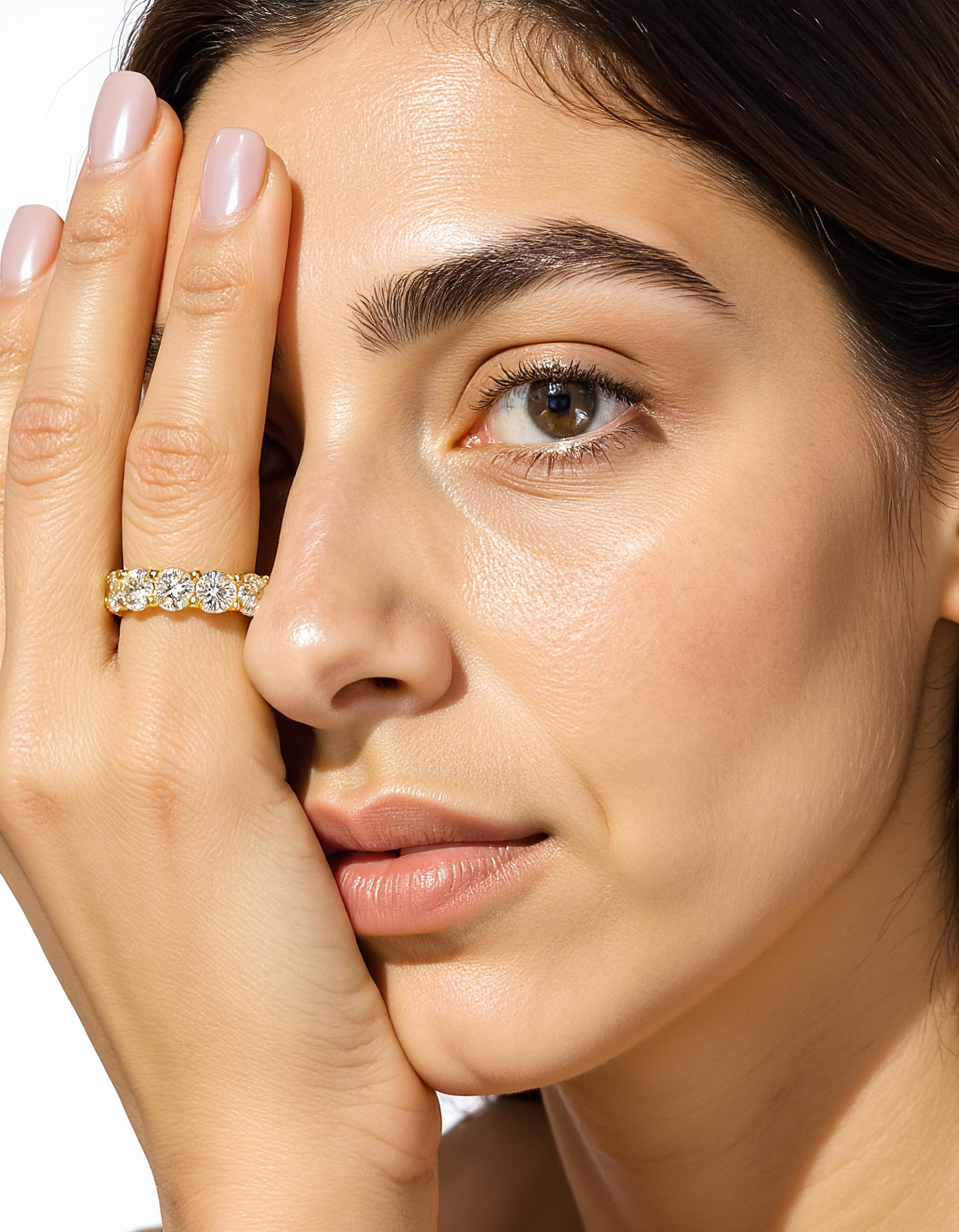 &quot;Lumen&quot; Round Brilliant Cut &quot;U&quot; Shape Basket Eternity Band