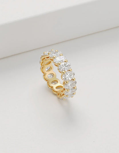&quot;Luna&quot; Classic Basket Oval cut Prong set Eternity Band