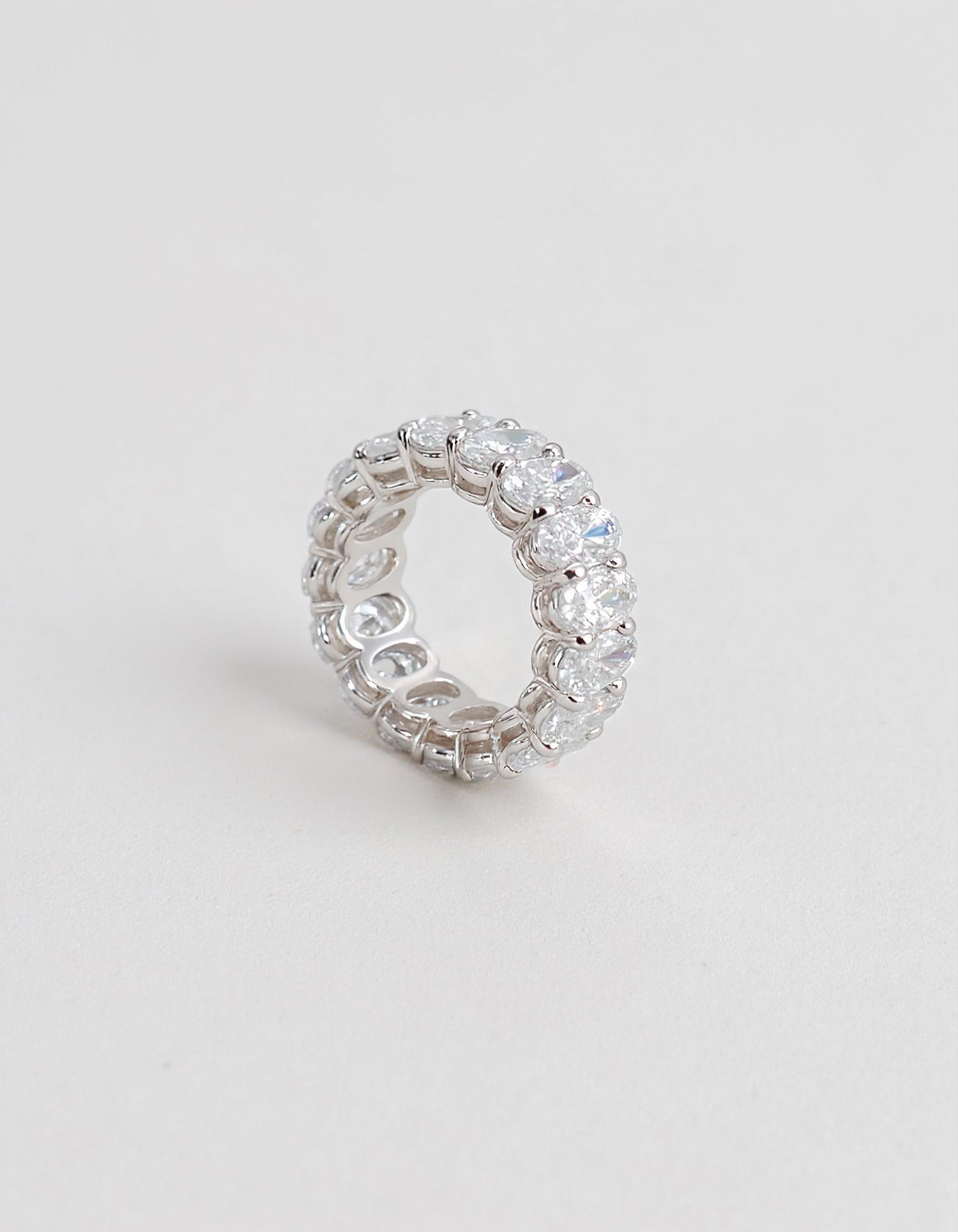&quot;Luna&quot; Classic Basket Oval cut Prong set Eternity Band