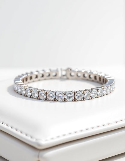 &quot;Flora&quot; Round Brilliant Cut Classic Basket Tennis Bracelet