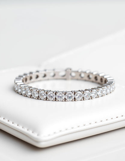 &quot;Flora&quot; Round Brilliant Cut Classic Basket Tennis Bracelet