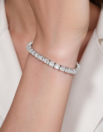 &quot;Lokka&quot; Horizontally set Emerald Cut Prong set Tennis Bracelet