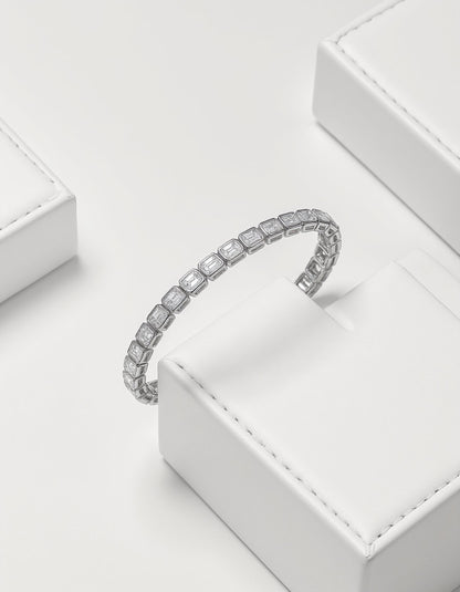 &quot;Ona&quot; Horizontally set Emerald cut Bezel Set Tennis Bracelet