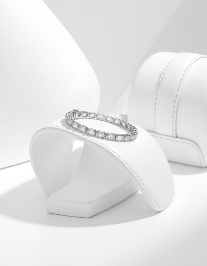 &quot;Ona&quot; Horizontally set Emerald cut Bezel Set Tennis Bracelet