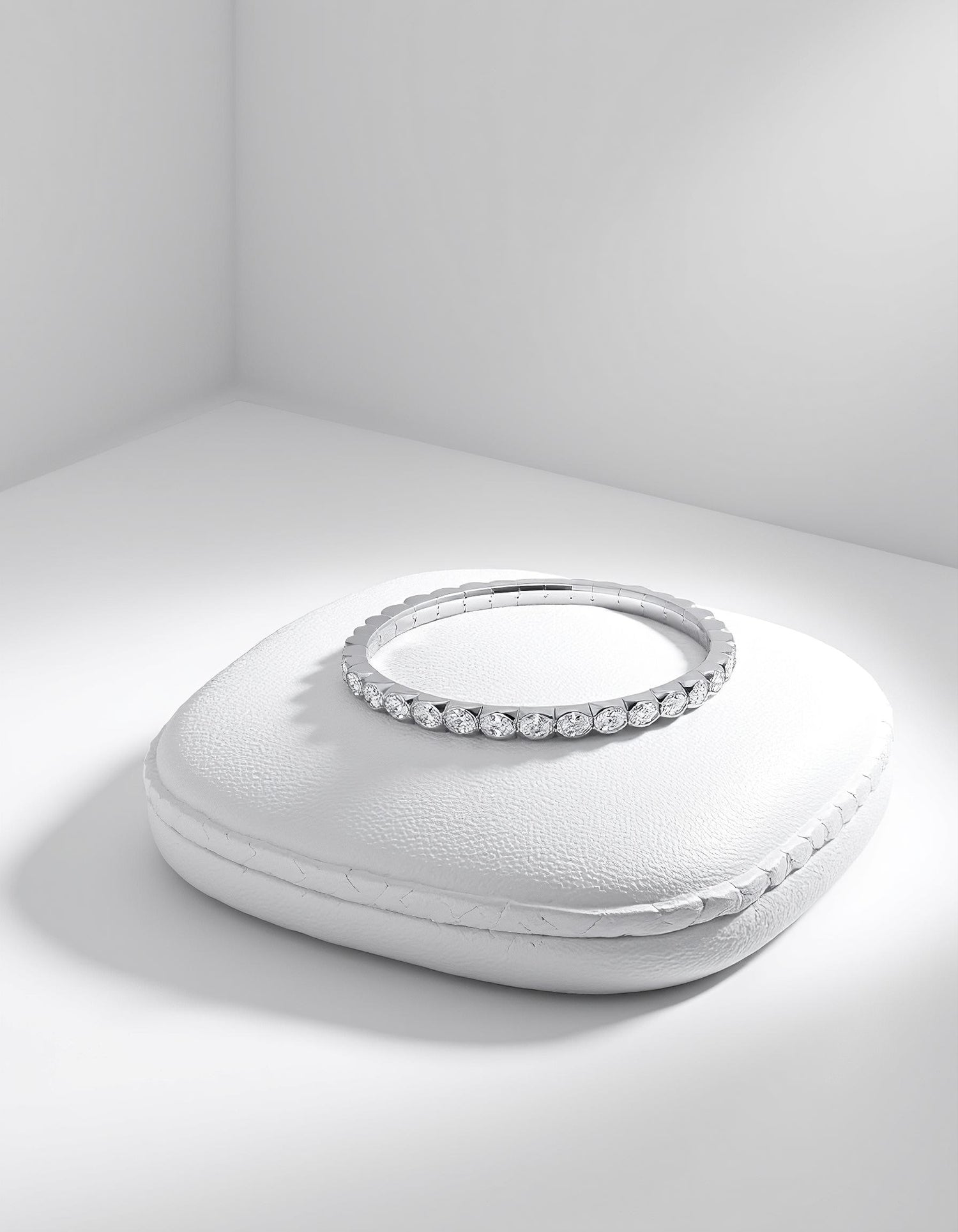 &quot;Alina&quot; Horizontally set Oval Cut Bezel Set Stretchy Bangle