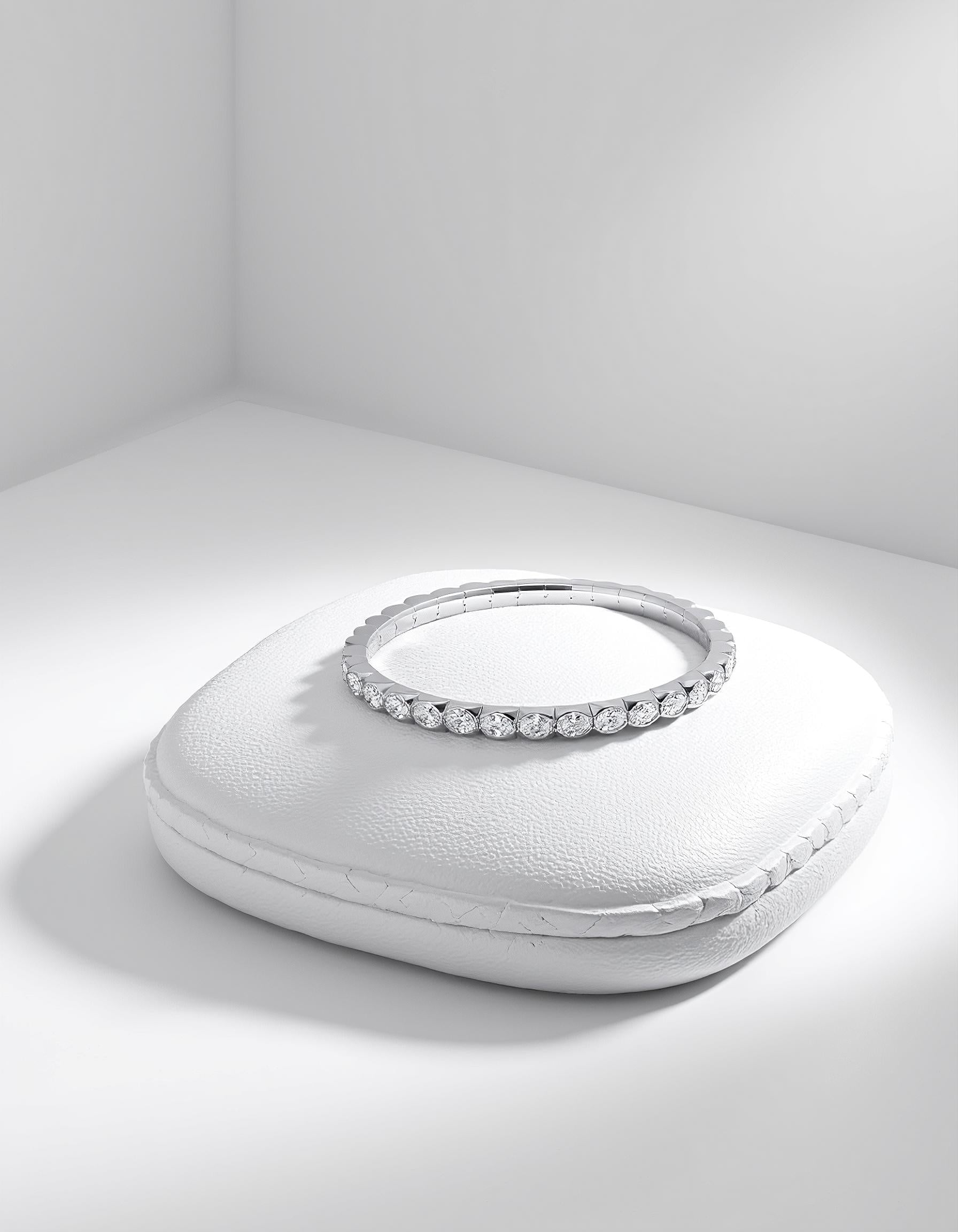 &quot;Alina&quot; Horizontally set Oval Cut Bezel Set Stretchy Bangle