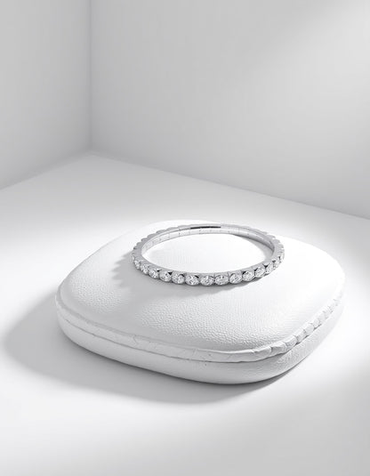 &quot;Alina&quot; Horizontally set Oval Cut Bezel Set Stretchy Bangle