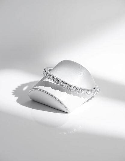 &quot;Alina&quot; Horizontally set Oval Cut Bezel Set Stretchy Bangle