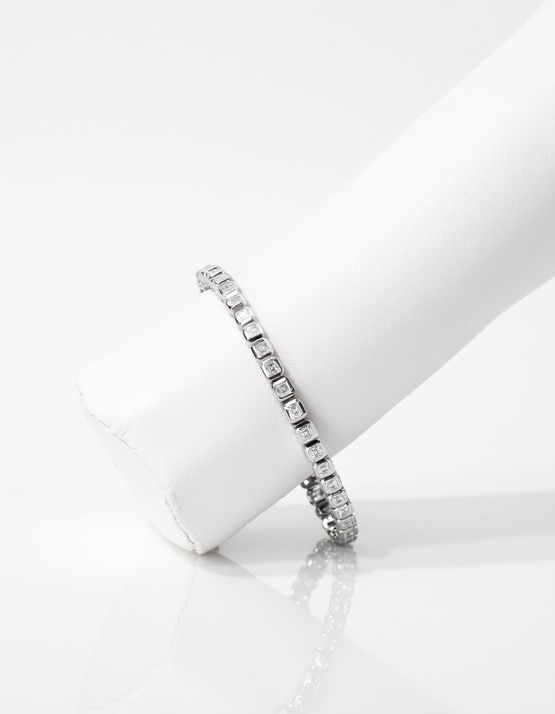 &quot;Petra&quot; Asscher Cut Bezel Set Tennis Bracelet