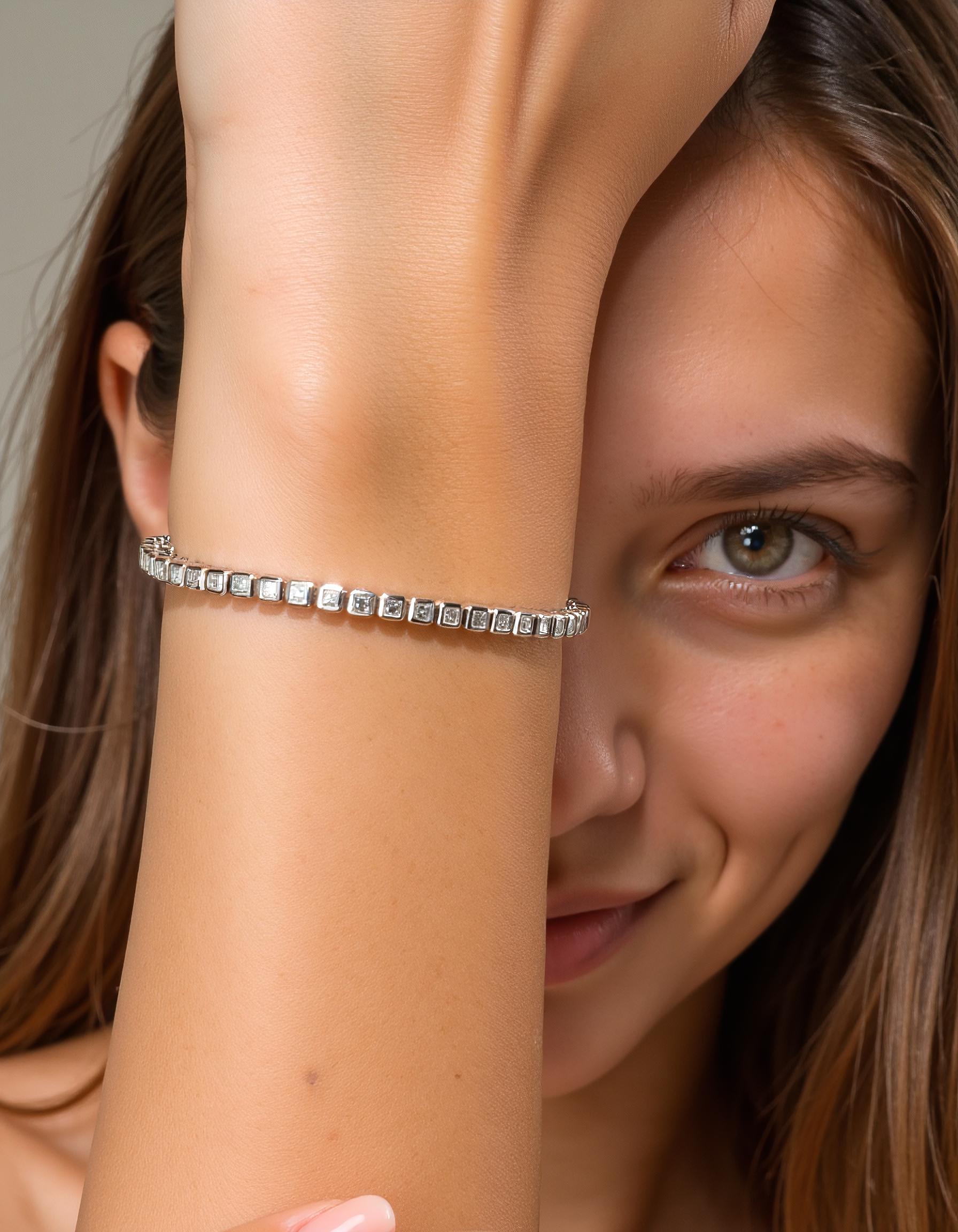 &quot;Petra&quot; Asscher Cut Bezel Set Tennis Bracelet