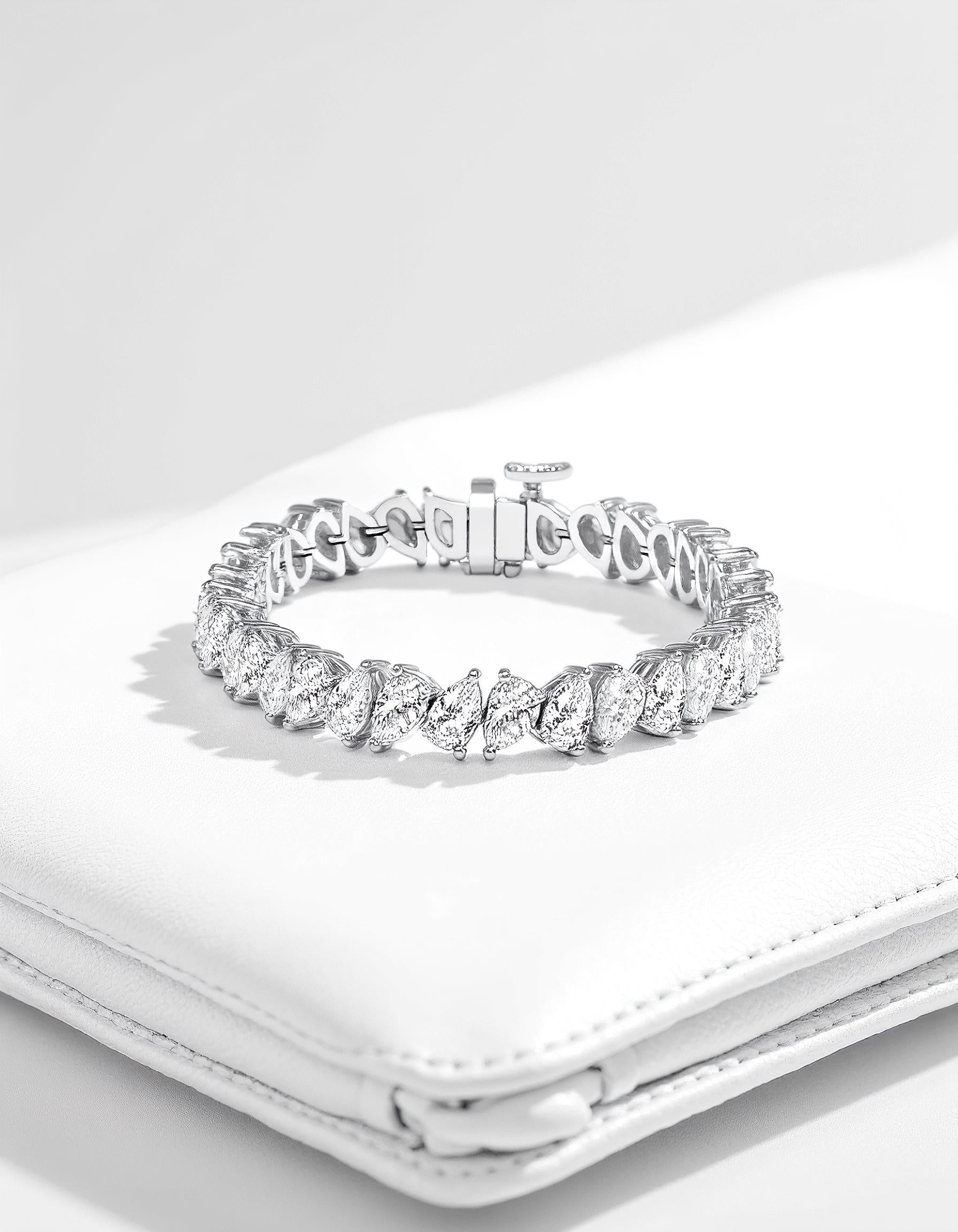 &quot;Vera&quot; Slanted set Pear Shape Prong Set Tennis Bracelet