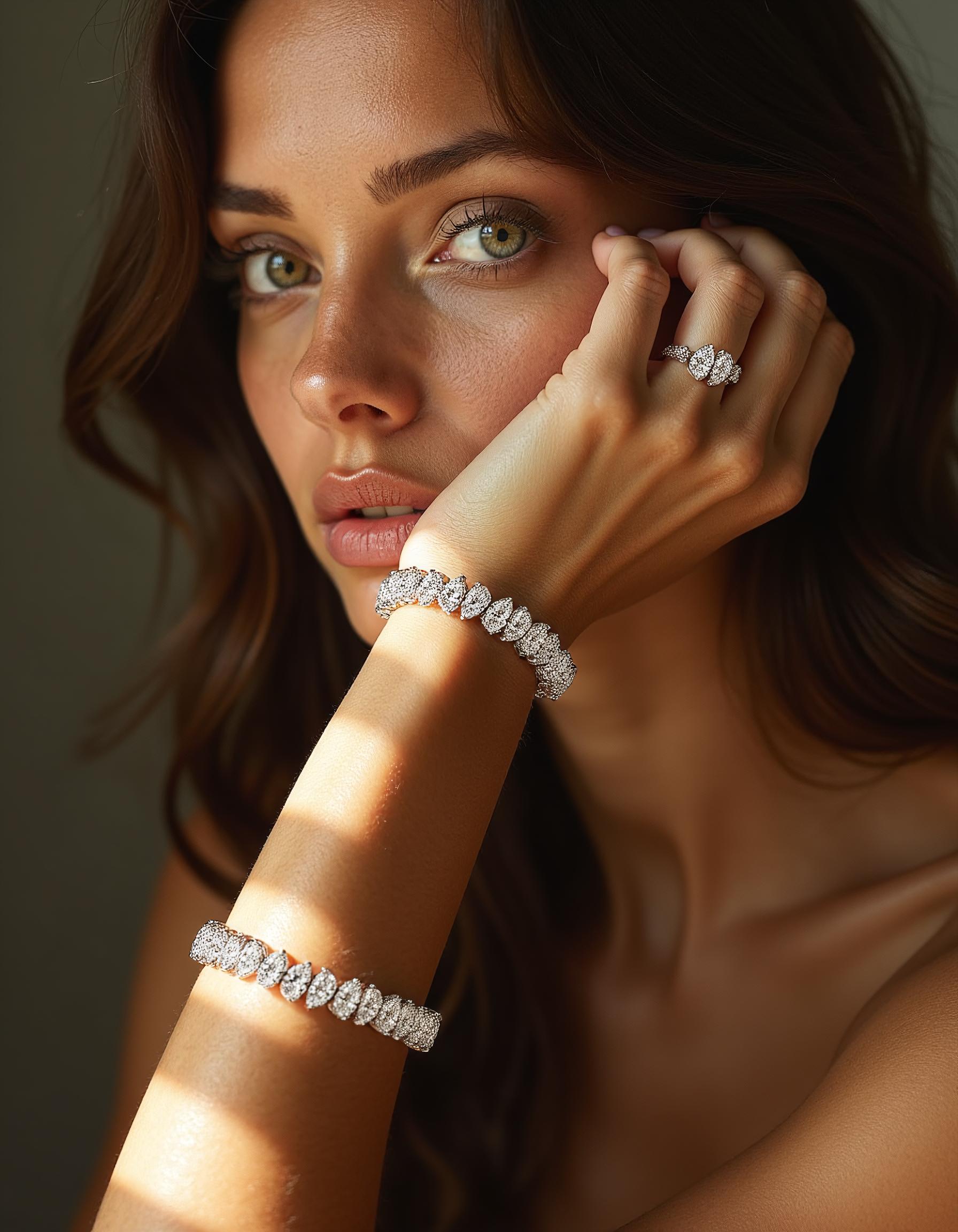 &quot;Vera&quot; Slanted set Pear Shape Prong Set Tennis Bracelet