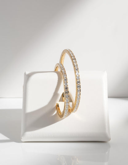 &quot;Vinka&quot; Horizontally set Emerald Cut Bezel Set Stretchy Bangle