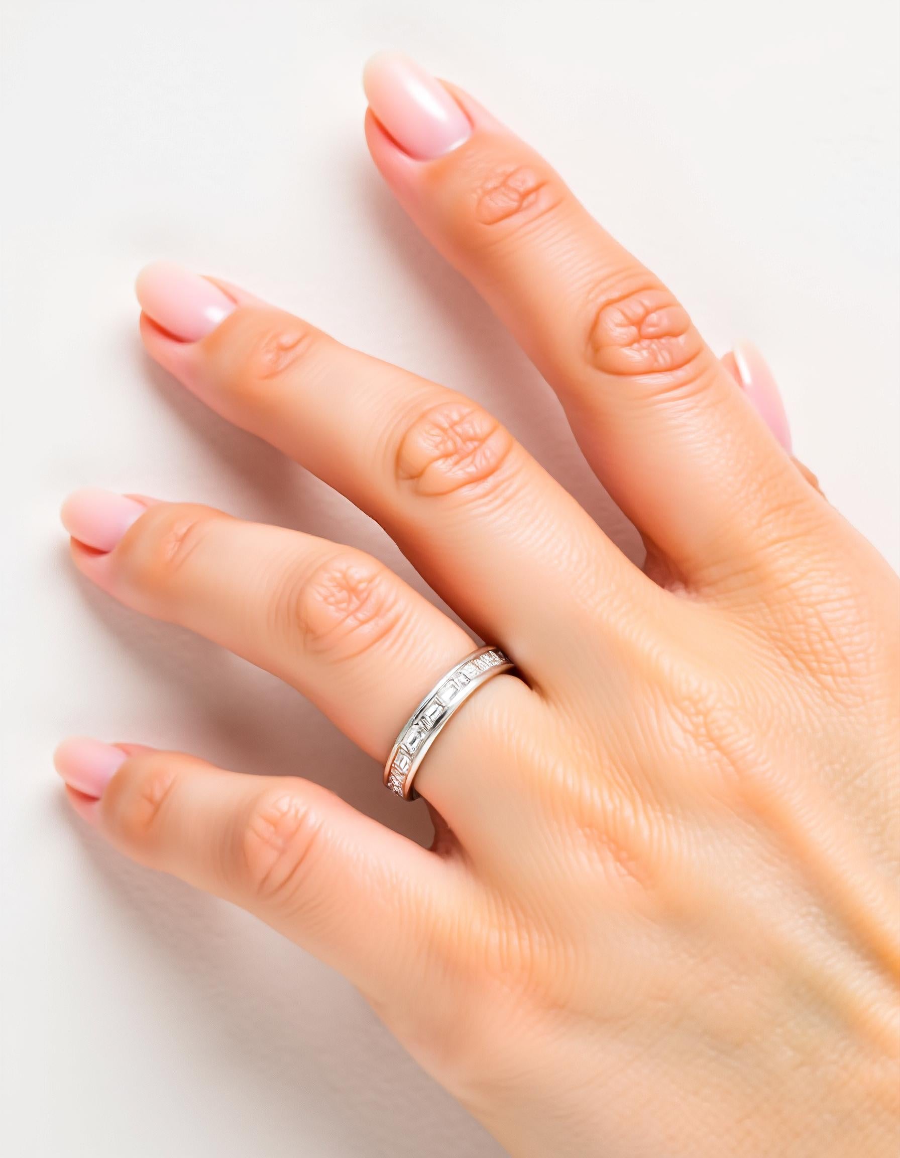 &quot;Ziva&quot; Horizontally set Straight Baguette Cut Channel Set Eternity Band