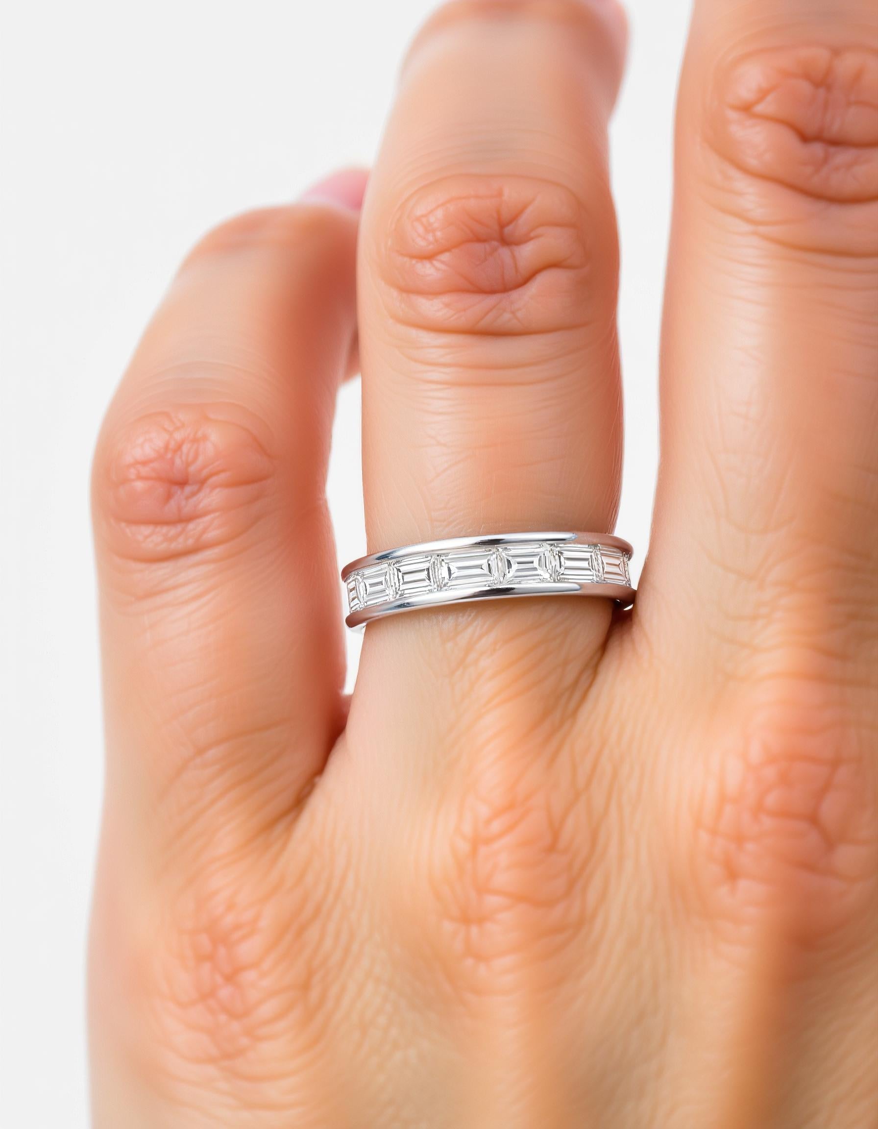 &quot;Ziva&quot; Horizontally set Straight Baguette Cut Channel Set Eternity Band