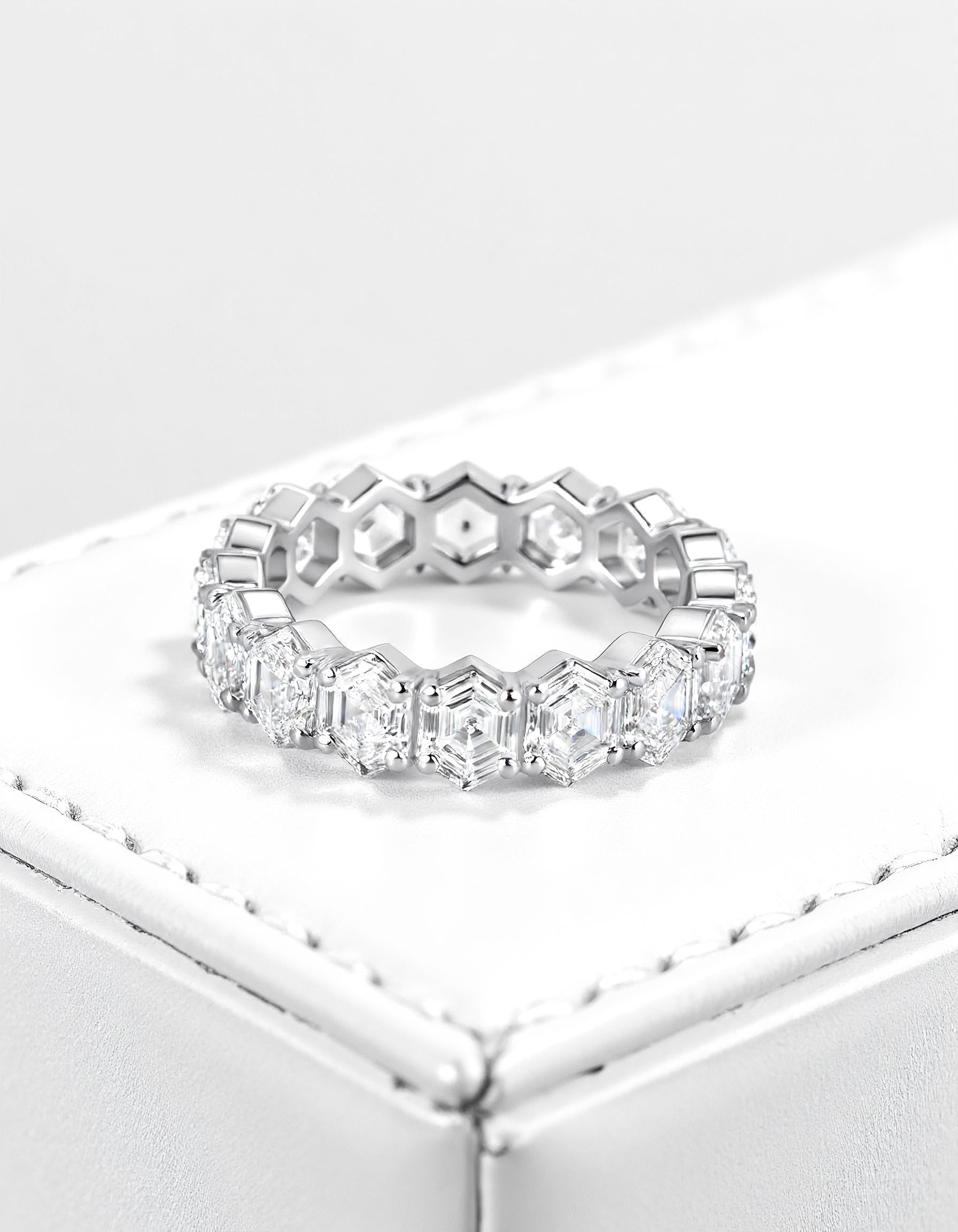 &quot;Mila&quot; Hexagon Cut Prong Set Eternity Band