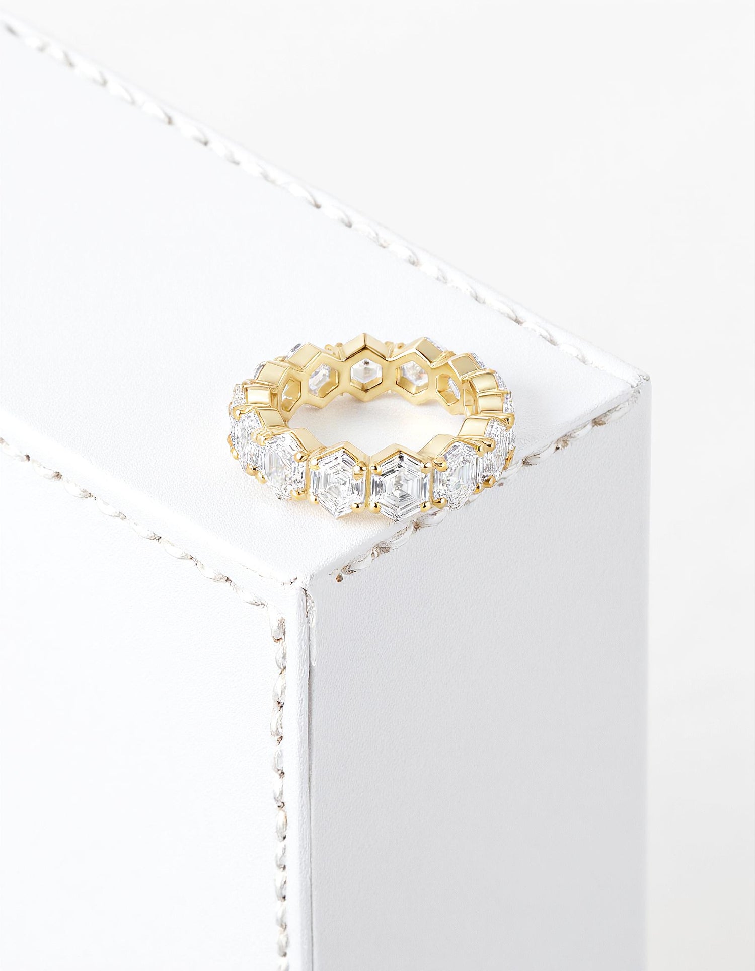 &quot;Mila&quot; Hexagon Cut Prong Set Eternity Band