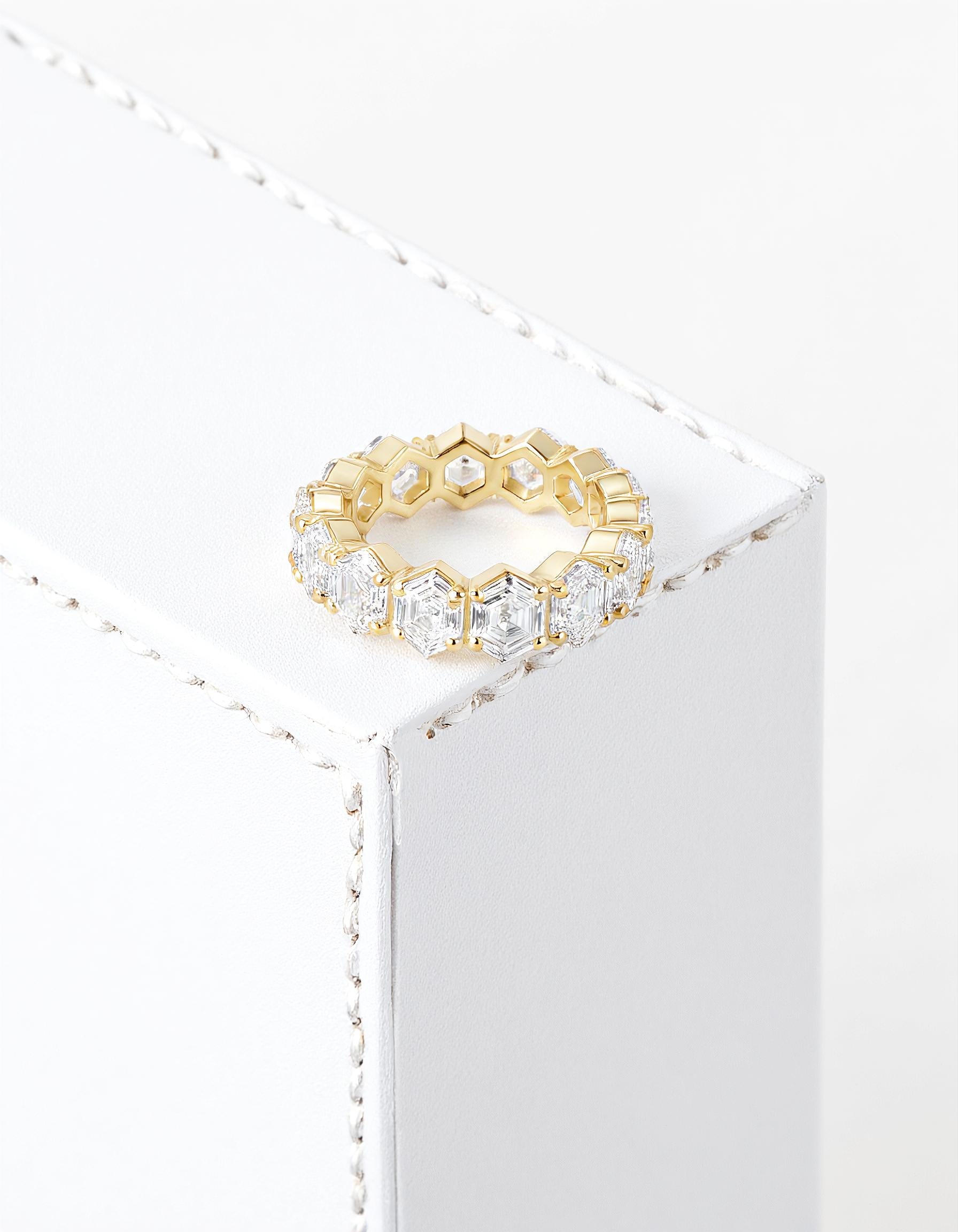 &quot;Mila&quot; Hexagon Cut Prong Set Eternity Band