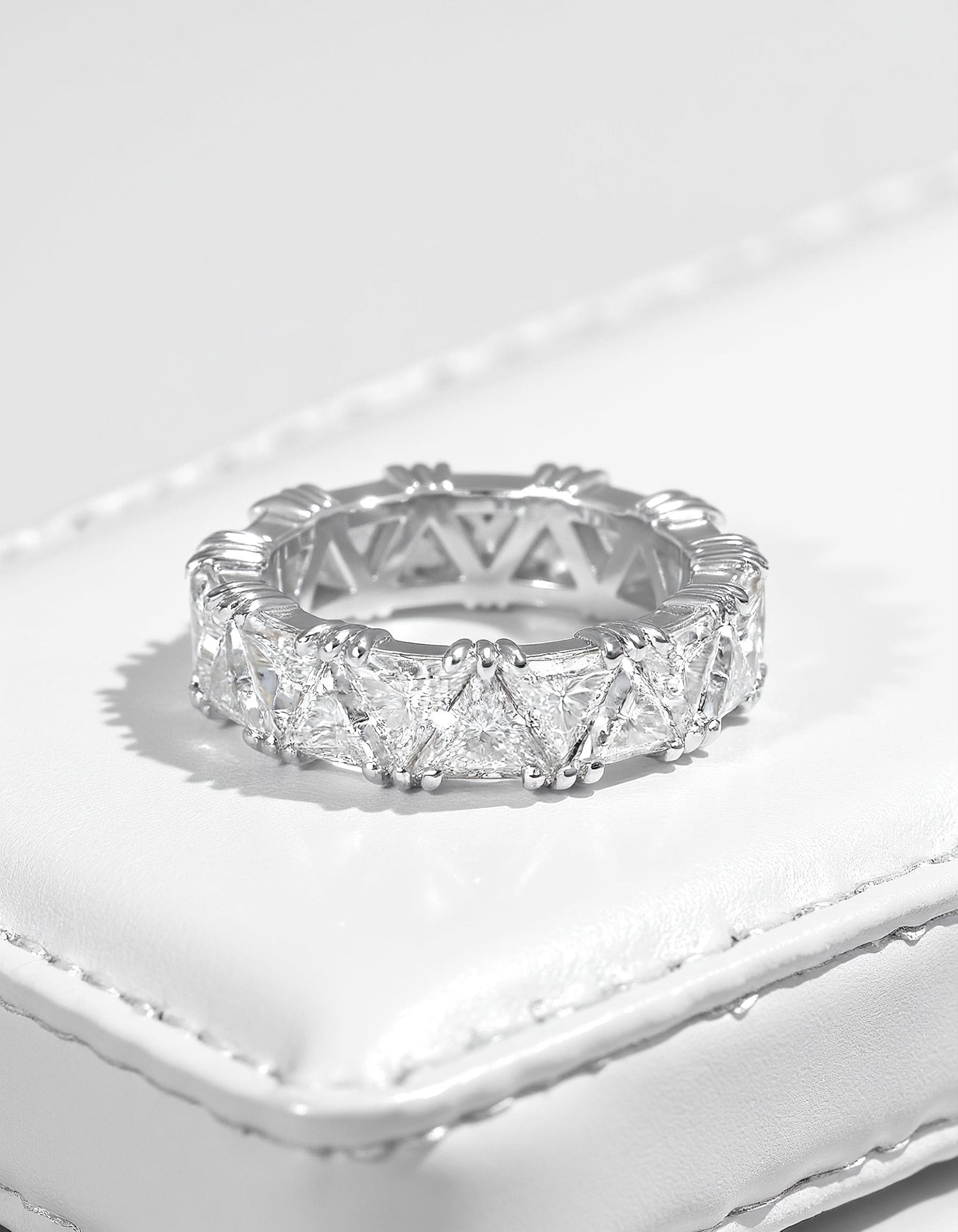 &quot;Pyra&quot; Triangle Cut  Prong set Eternity Band