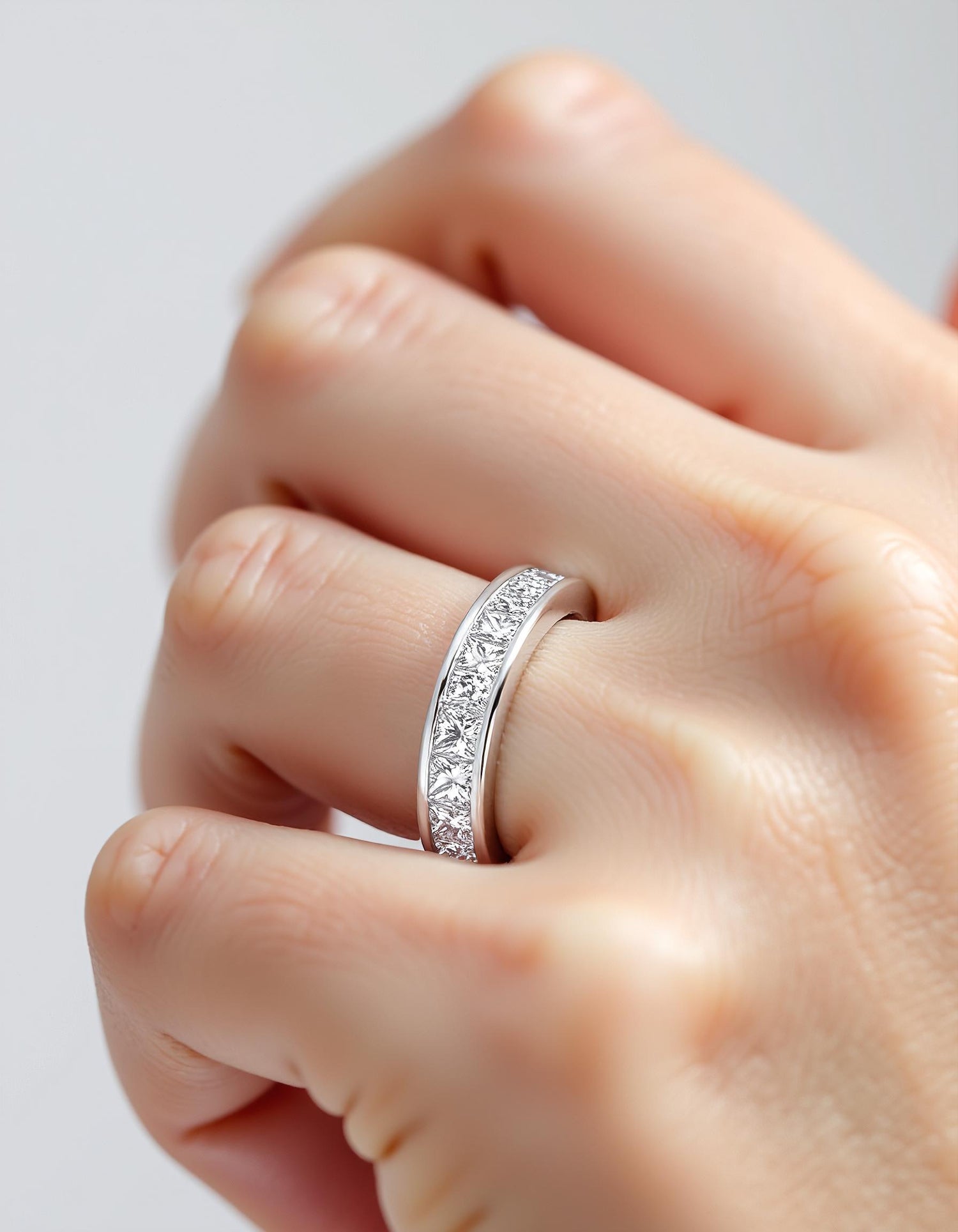 &quot;Priya&quot; - Princess cut Channel Set Eternity Band
