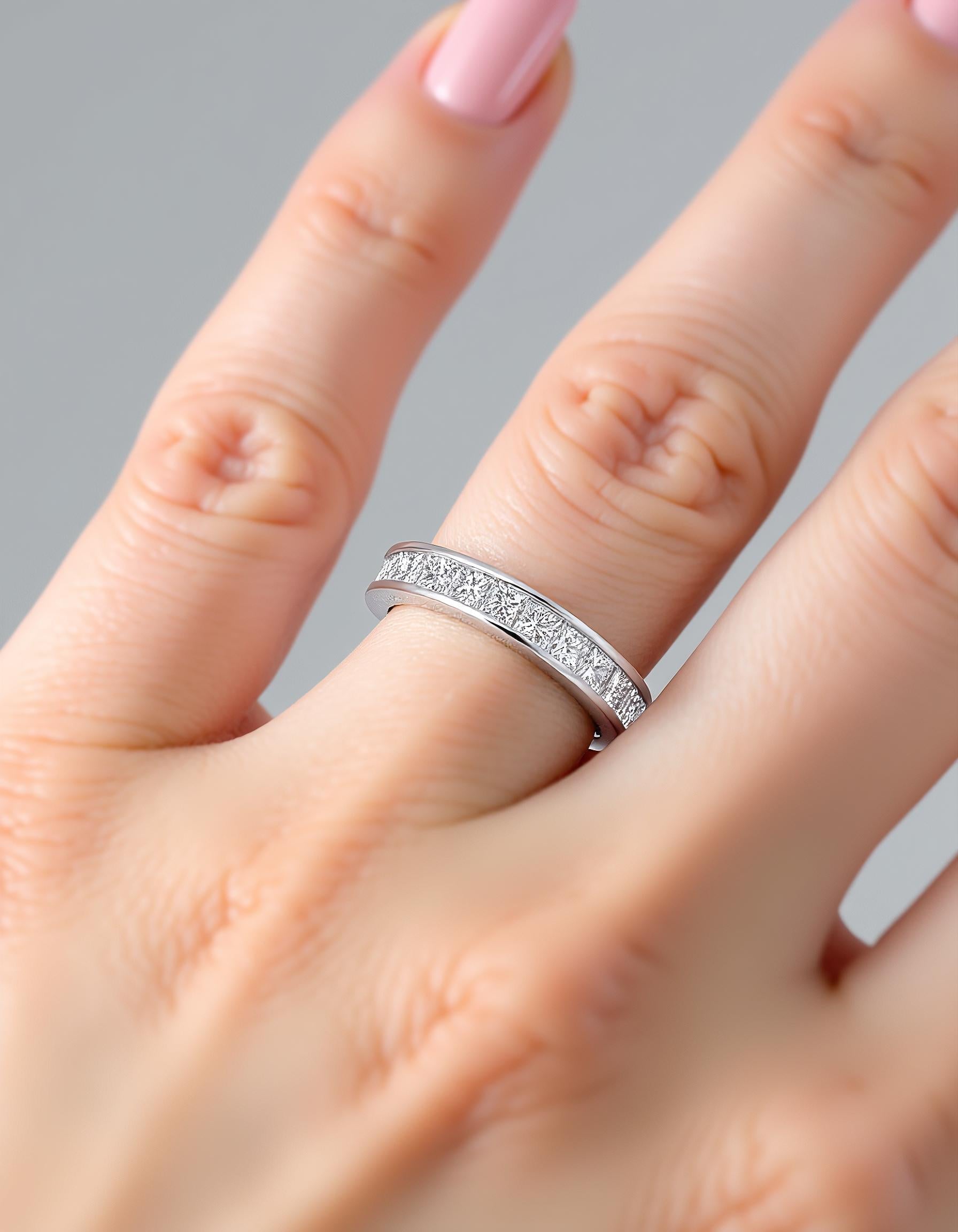 &quot;Priya&quot; - Princess cut Channel Set Eternity Band