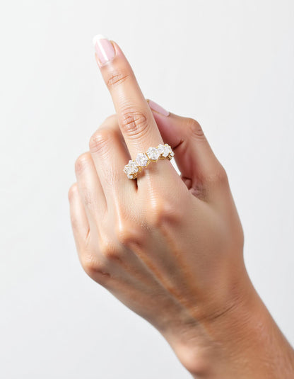 &quot;Mila&quot; Hexagon Cut Prong Set Eternity Band