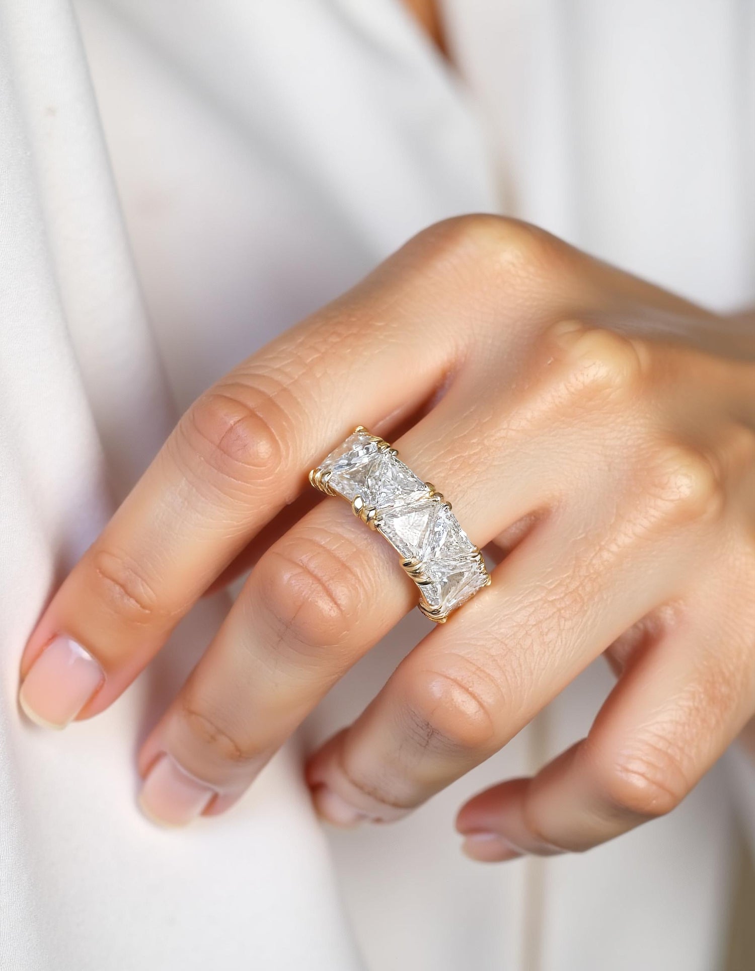 &quot;Pyra&quot; Triangle Cut  Prong set Eternity Band