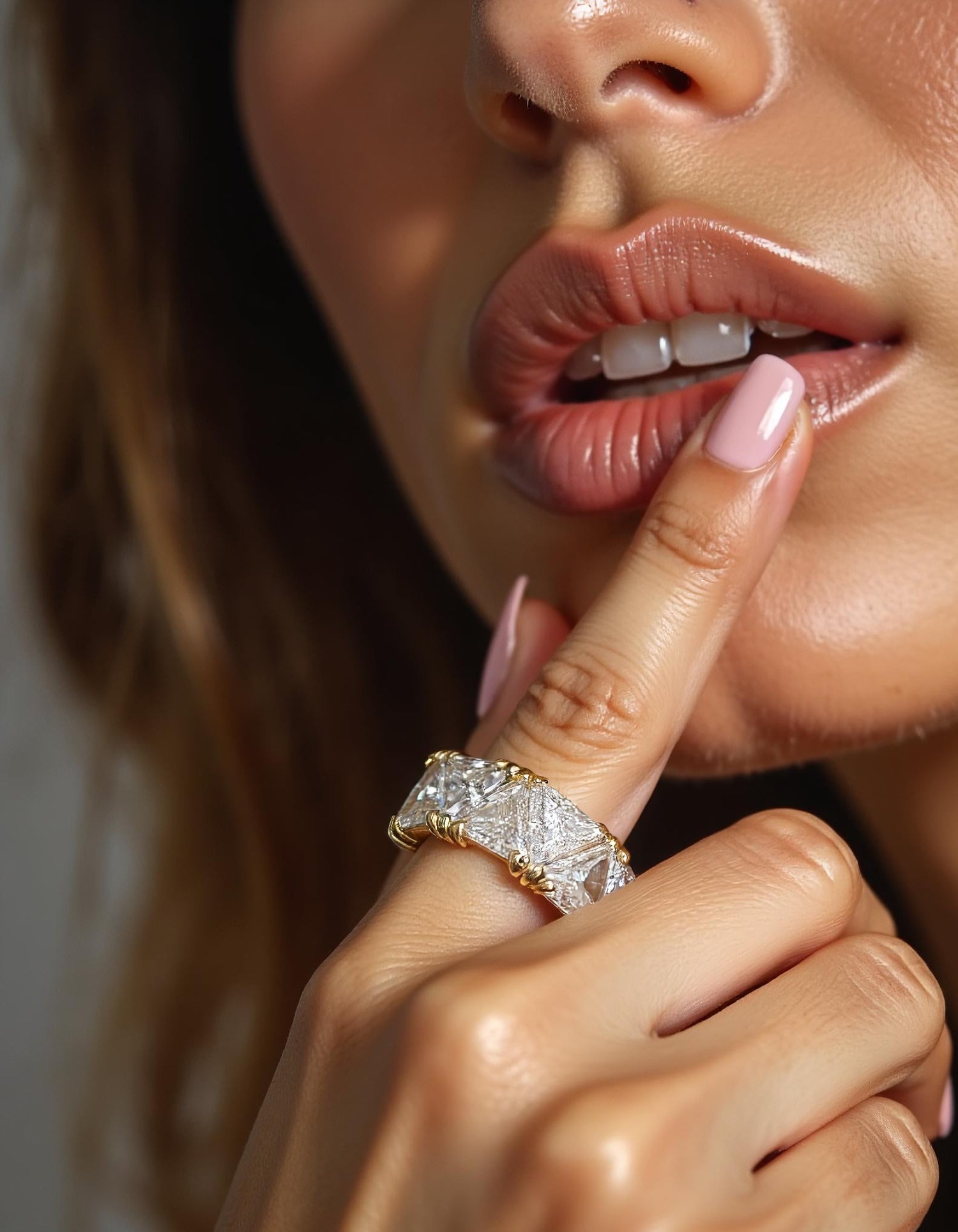 &quot;Pyra&quot; Triangle Cut  Prong set Eternity Band