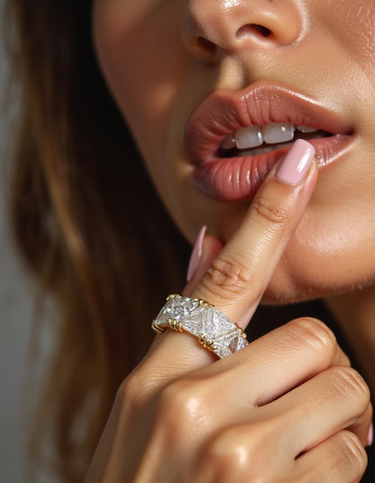 &quot;Pyra&quot; Triangle Cut  Prong set Eternity Band