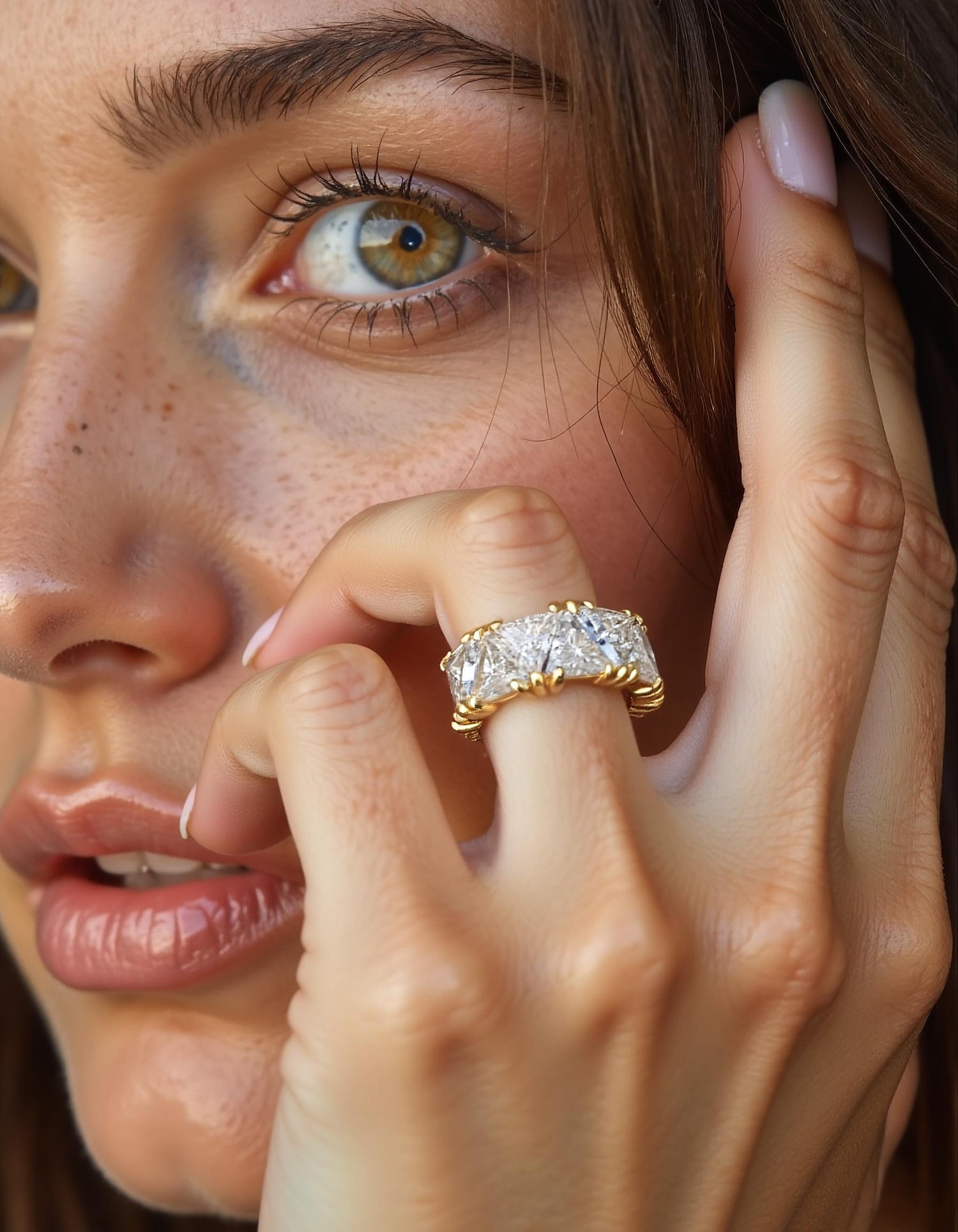 &quot;Pyra&quot; Triangle Cut  Prong set Eternity Band