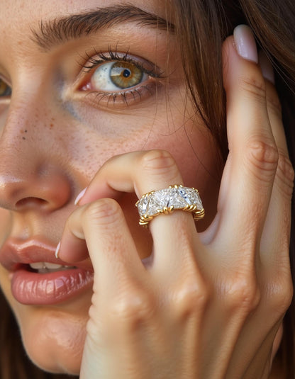 &quot;Pyra&quot; Triangle Cut  Prong set Eternity Band