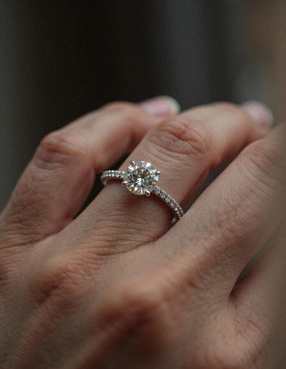 &quot;Lona&quot; Round brilliant Cut diamond solitaire With Pave&