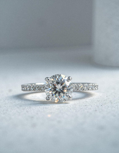 &quot;Lona&quot; Round brilliant Cut diamond solitaire With Pave&