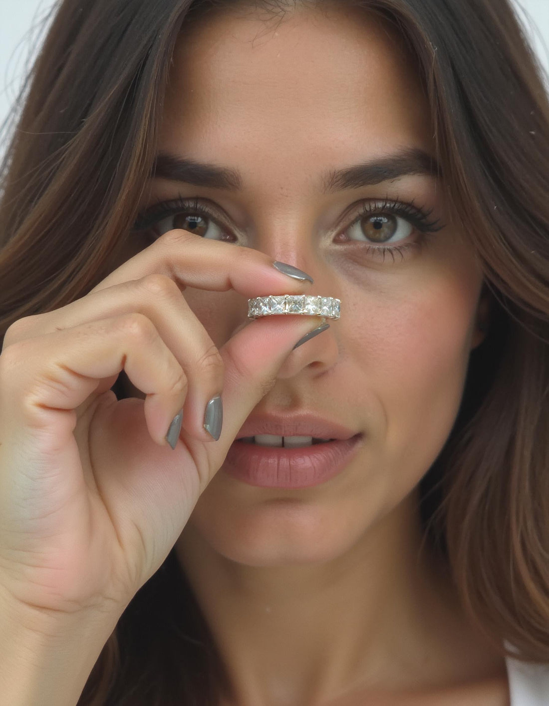 &quot;Rionne&quot; Princess cut Prong Set Eternity Band