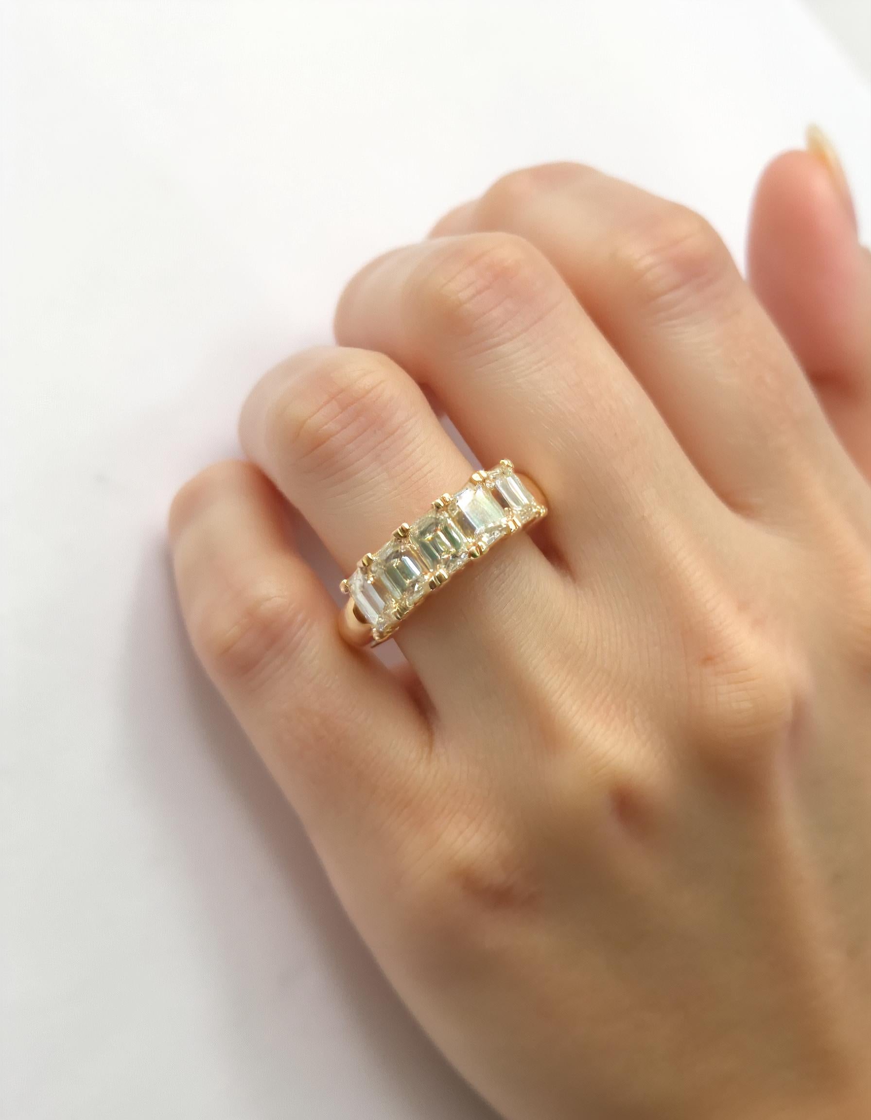 &quot;Anitra&quot; Emerald cut Prong Set &quot;U&quot; Shape Half Eternity Band