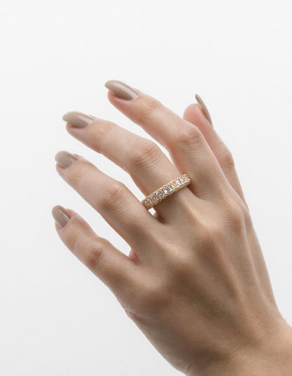 &quot;Nikki&quot; Round Brilliant Cut, 3 row 3d style  Eternity Band